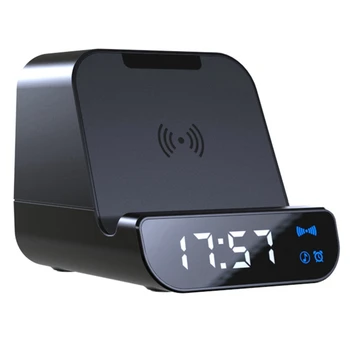 

Wireless 5W Charger Bluetooth Speaker Alarm Clock Power Bank Micro-USB Fast Charging Phone Holder for Phone