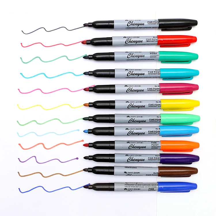 Juego de rotuladores de aceite Yue Cai, rotuladores de colores, rotuladores de arte, de color permanente rotulador, papelería de oficina, 12 Uds.