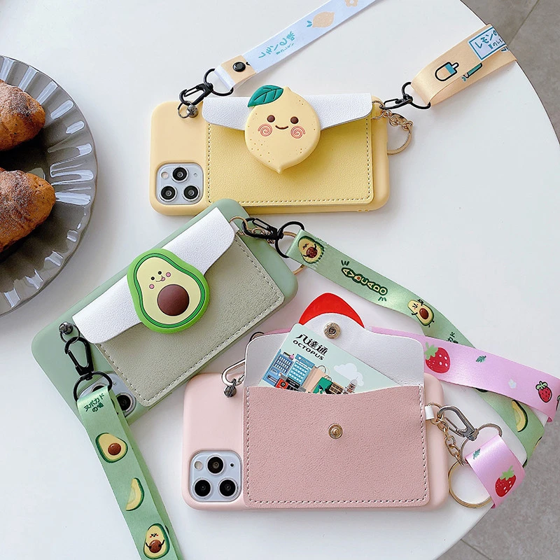 cute phone cases for samsung  Cartoon Leather Wallet phone case for Samsung Galaxy S8 S9 S10e S21 S20 FE Note 8 9 10 Plus Lite 20 Ultra Necklace strap Cover silicone cover with s pen