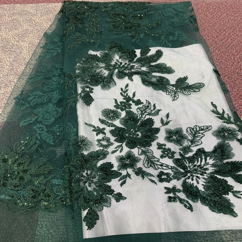 

2019 Best Selling African Tulle Lace Fabric Flower Embroidery Swiss Voile High Quality Nigerian Lace Fabric Beaded For Bridal