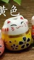 5pcs yellow 5 шт. милый кот Фортуна Kiten Maneki Neko керамика DIY для браслетов серьги декоративные подвески 2x2 см - Окраска металла: 5pcs yellow