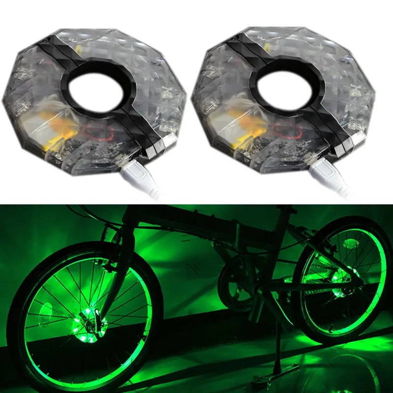 2PCS 1/2 шт перезаряжаемый светодиодный RGB красочный велосипедный светильник ступицы колеса водонепроницаемый велосипедный спиц светильник s для Предупреждение Декор DAG - Испускаемый цвет: 2PCS