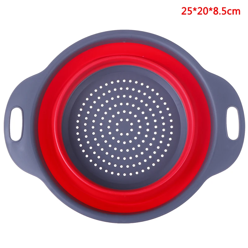 Foldable Silicone Colander Fruit Vegetable Washing Drain Strainer Basket Strainer Collapsible Colander With Handle Kitchen Tools - Цвет: RDS