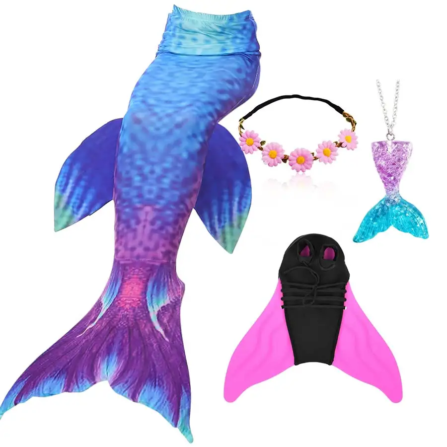 Girls Mermaid Tails for Swimming Mermaid Costume Cosplay Children Swimsuit Fantasy Beach Bikini can add Monofin Fin Halloween halloween costumes