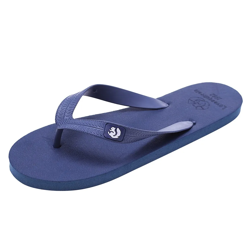Мужская Летняя обувь; повседневные однотонные пляжные вьетнамки; мужские Нескользящие шлепанцы; сандалии; мужская повседневная обувь; Уличная обувь размера плюс - Цвет: dark blue