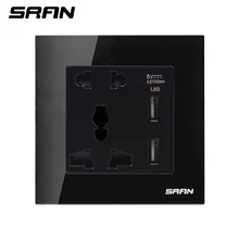 Настенная Универсальная Розетка с usb-портом 5 в 2,1 а панель из закаленного стекла с кристаллами 86*86 мм Универсальная база для использования в отеле