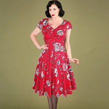 MISSJOY женские kleid с принтом черепа рукавом крылышком рокабилли