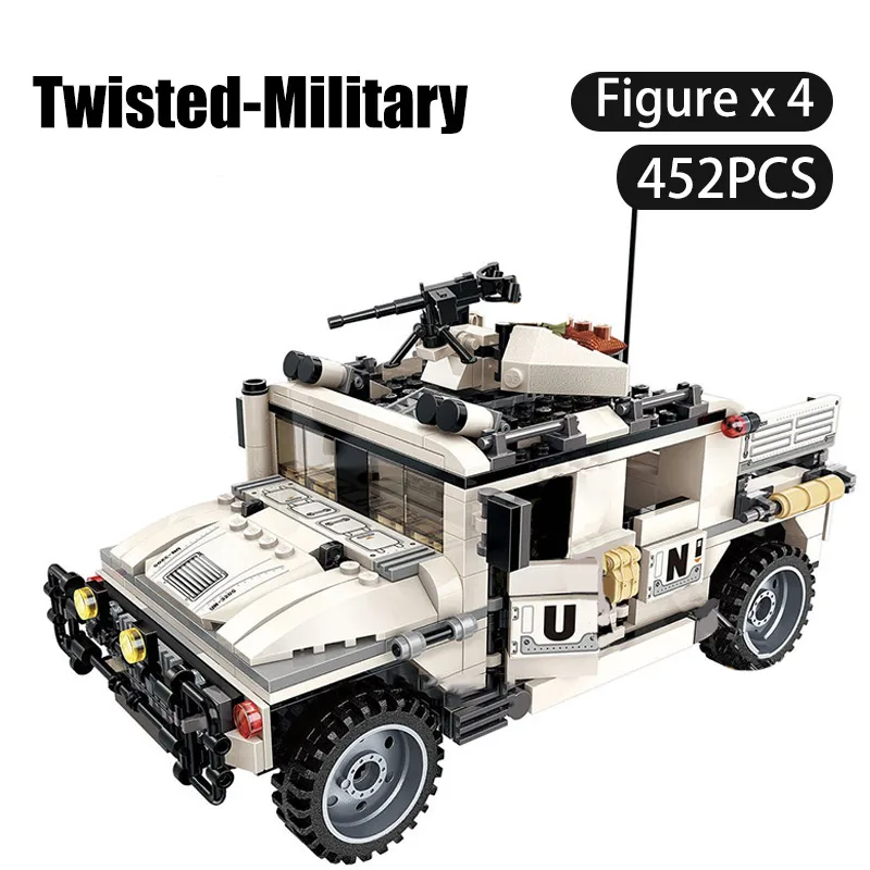 

452PCS 3205 Military war a counterattack of armed hummer car Model Compatible building Bricks DIY blocks children kids toy Gift