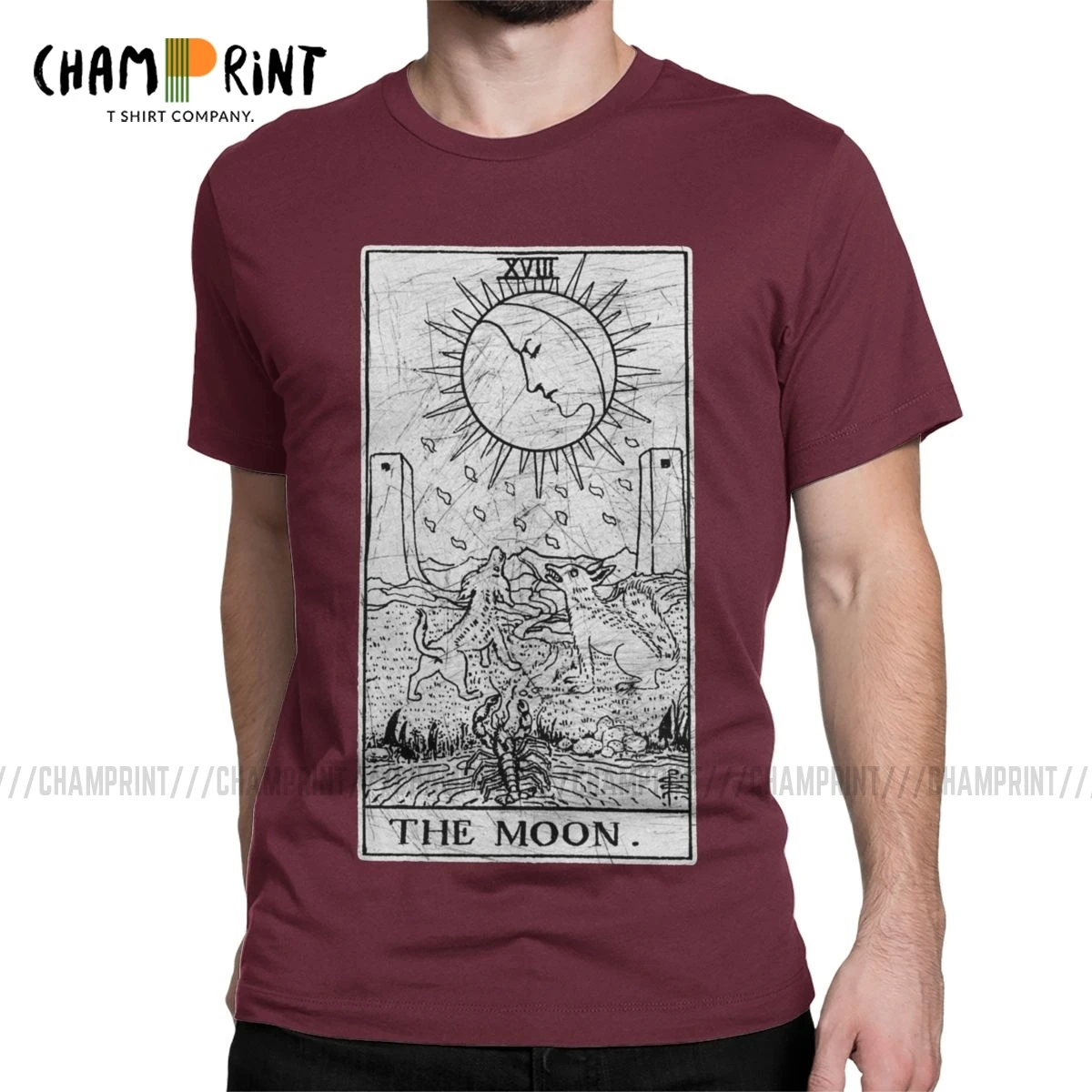 Футболка с надписью The Moon Tarot Card Major Arcana Fortune Telling Occult Мужская футболка юмором