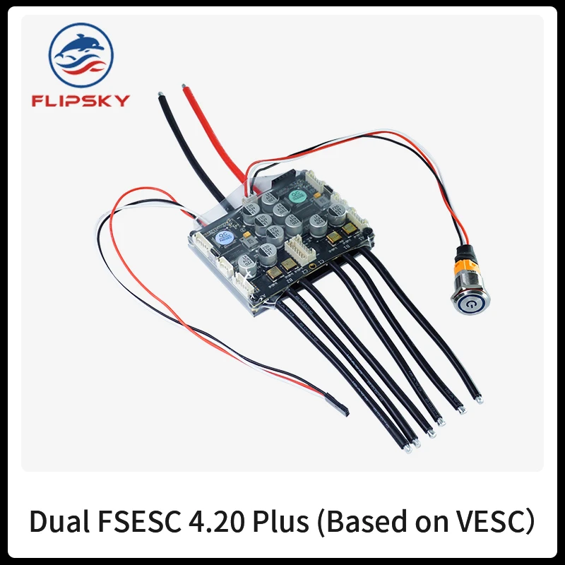 3-12s Электрический контроллер скейтборда Dual FSESC4.20 Plus(на основе VESC) с анодированным алюминиевым теплоотводом интегрированный переключатель