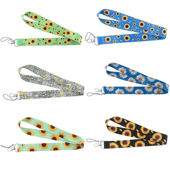 

12pcs/lot E2365 Cartoon Flower Lanyard For Key Sunflower Daisy Lanyard For Phones USB Flash Drives Key ID Name Tag DIY Hang Rope