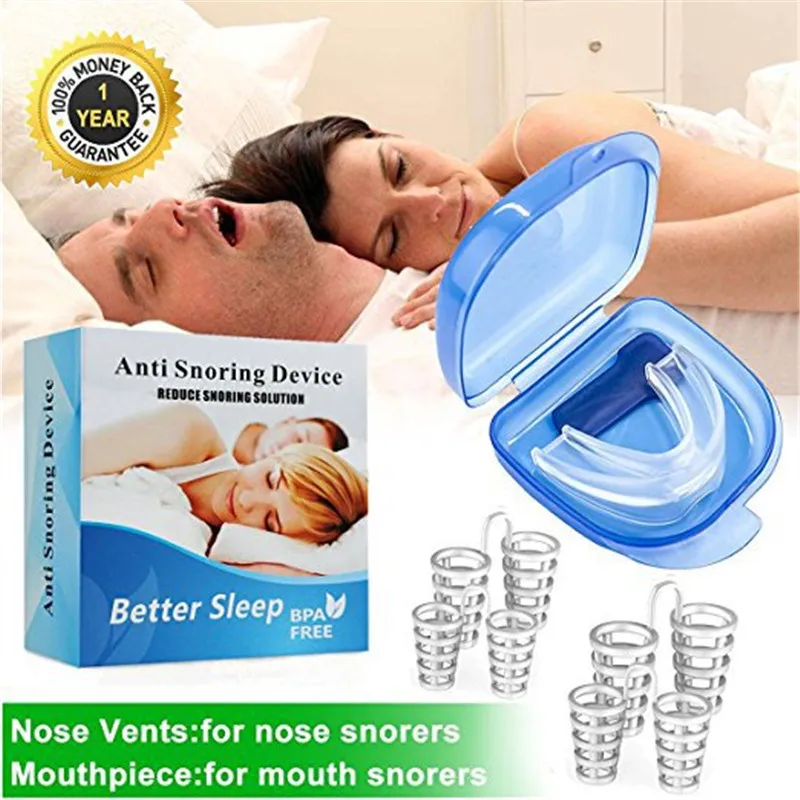 Mouth Guard Stop Teeth Grinding Anti Snoring Bruxism with Case Box Sleep Aid Eliminates Snoring Health Care Hot Sale