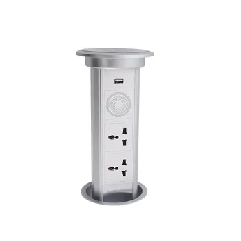 Best Tuya WIFI App Control Wireless Charger Smart Lifting Electric Socket 2 Universal Power Outlets Bluetooth Speaker USB Charging