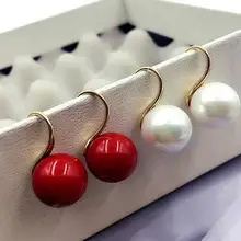 2 цвета-очаровательные 10 мм белые и красные морские жемчужные серьги-гвоздики из бисера на выбор