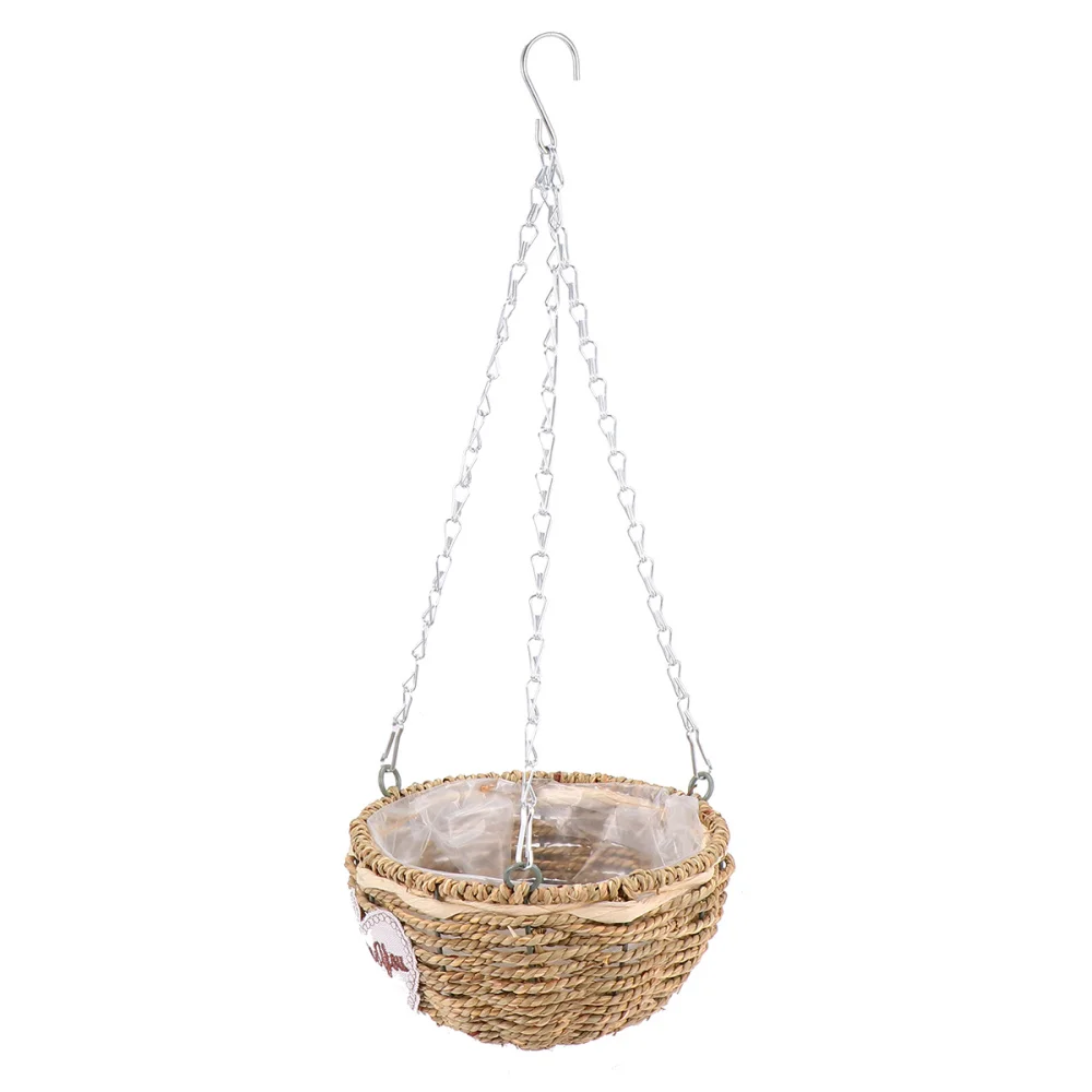 1Pc Hanging Cone Wicker Basket Wall Hanging Basket Decor Rattan Plant