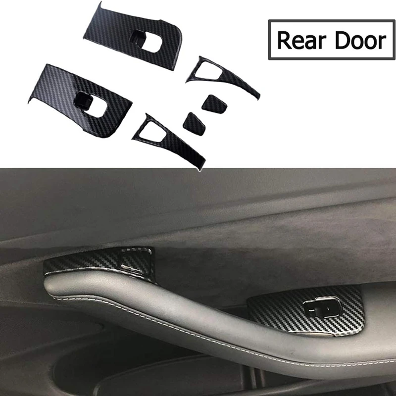  14Pcs Car Inner Door Armrest Window Lift Button Cover Trim Kit for Tesla Model 3 2018 2019 Window L