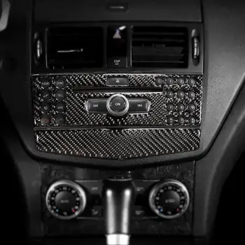 

2PCS Car Navigation Panel Cover Trim Soft Real Fit for Mercedes W204 2005 2006 2007 2008 2009 2010 2011 2012 Carbon Fiber