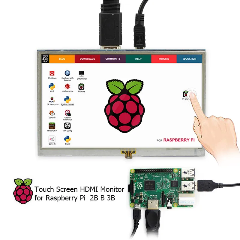 ЖК-дисплей 5 дюймов HD дисплей s 800x480 управление подсветкой 5 ''TFT HDMI монитор резистивный сенсорный экран для Raspberry Pi 4B 3B