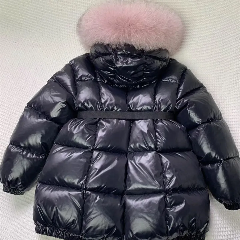Г. Зимняя Черная куртка-пуховик зимняя одежда с мехом для девочек, теплая куртка, пальто густой пуховик зимняя верхняя одежда, детское пальто