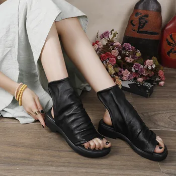 

2020 Spring and Summer Sandals Slippers Retro European Style Fashion Flats Casual Simple Toe Cool High Top Boots Sandals Shoes