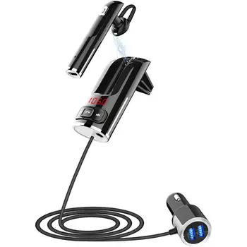 

Car Bluetooth Headset FM Transmitter 5.0 Quick Charger Handsfree FM Modulator Auto MP3 Player AUX Audio Play Car Accessories