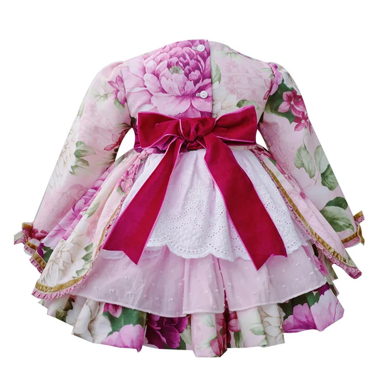 Детское платье принцессы, цветочный халат в стиле ретро для девочек, испанские изысканные винтажные платья для маленьких девочек, праздничная одежда на день рождения