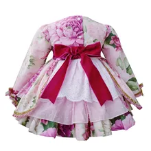 Детское платье принцессы, цветочный халат в стиле ретро для девочек, испанские изысканные винтажные платья для маленьких девочек, праздничная одежда на день рождения