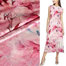 Роскошный розовый цветочный принт спандекс шелковая ткань одежда для платья натуральный шелк ткань tela tecido пряжа 19 мм SP4992