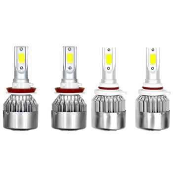 

4Pcs Led Headlight Bulb 72W 7600Lm Led Headlight Conversion Kit - 6000K Xenon White Low Beam / Fog Light - 2Pcs 9005/H10/Hb3 & 2