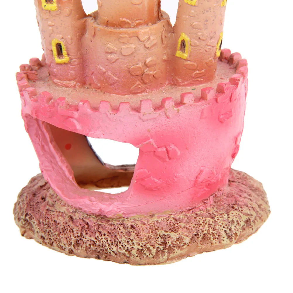 Resin Cartoon Castle Aquariums Decorations Castle Tower Ornaments Hiding Spots Entertainment Venues Fish Tank Decoration Pink