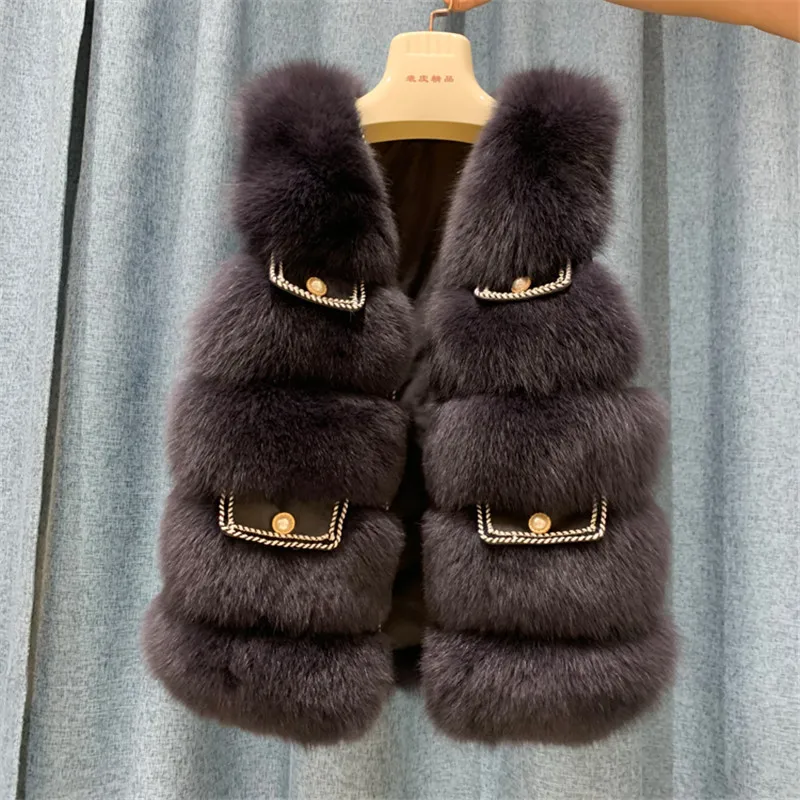 2020 Winter New Genuine Fox Fur Coat Women Fashion