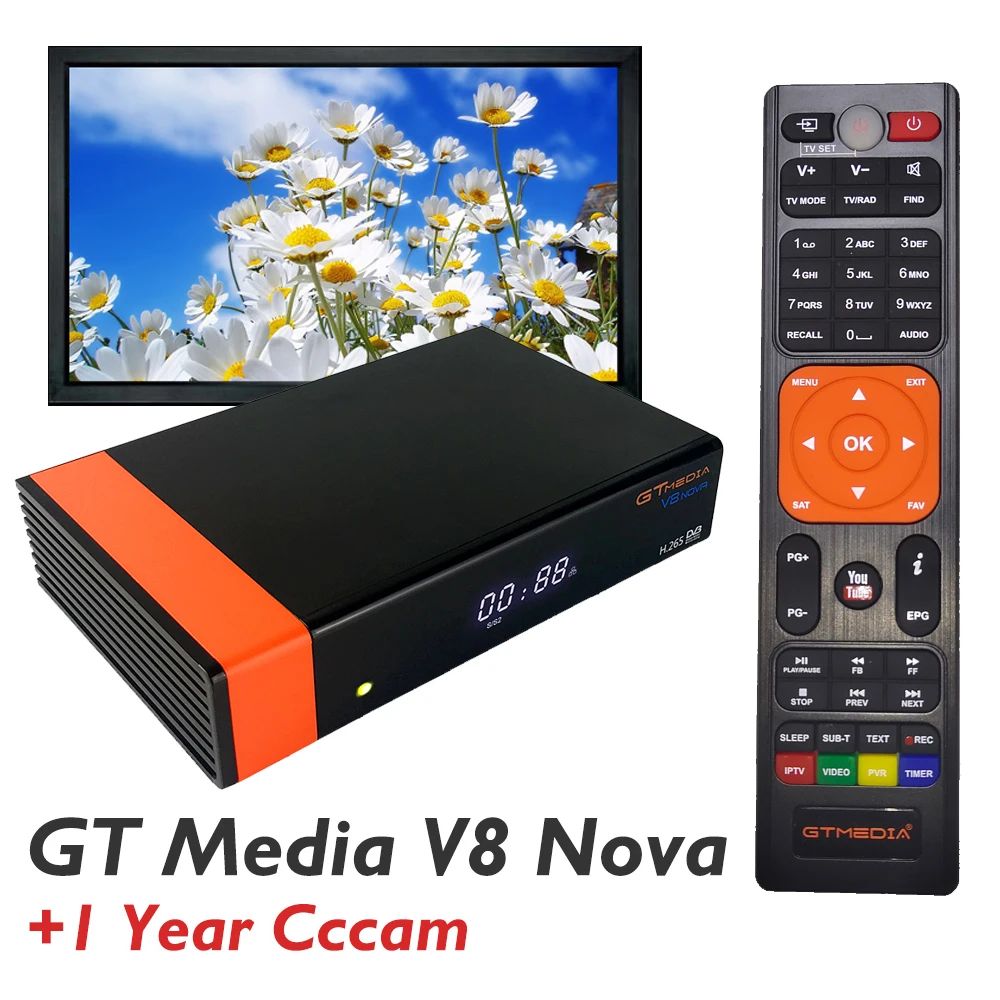 

Full HD Gtmedia v8 nova DVB-S2 FTA Satellite Receiver Freesat v8 with Europe spain Cline for 2 year Support H.265 Built-in WiFi