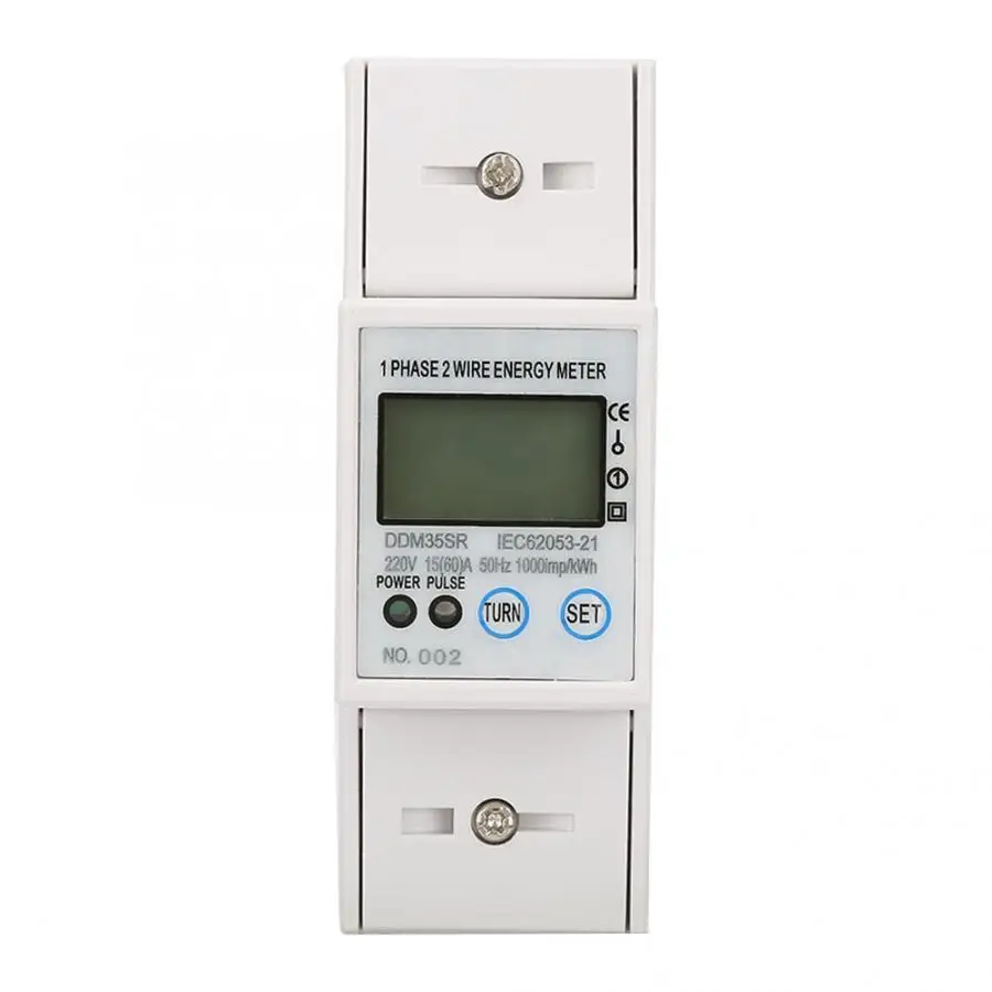 Электронный счетчик, кВтч однофазный 2P lcd din-рейка потребление электроэнергии ваттметр энергии Mete DDM35SR 15-60A