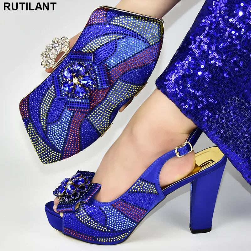 

New Fashion Decorated with Appliques Italian Designer Shoes and Bags Matching Set Italian Shoes with Matching Bags High Quality