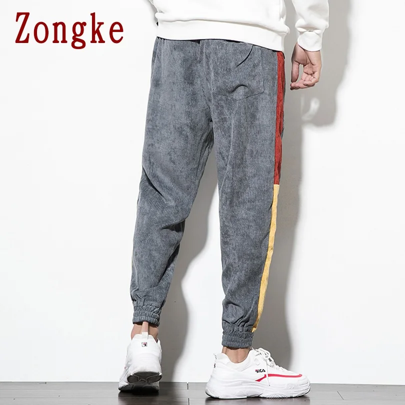 Zongke штаны со вставками, мужские брюки для бега, мужские брюки, уличная одежда, спортивные штаны, шаровары, мужские брюки, 5XL, осень, новинка