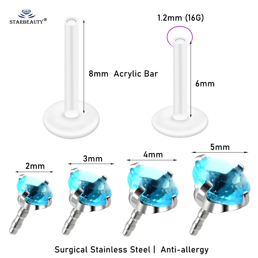 Starbeauty 1 шт. 16G 2/3/4/5 мм прозрачный бар кольцо-гвоздик в нос спираль козелка пирсинг ореха Лабрет, украшение для пирсинга кольцо для губ уха сережки для пирсинга
