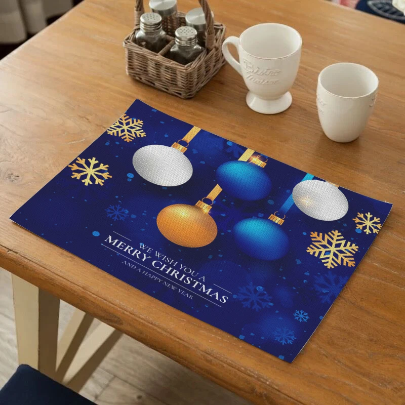 

TTLIFE Christmas Placemats Waterproof Polyester Drink Coasters Party Home Accessorise Kitchen Decorative Rectangle Table Mats
