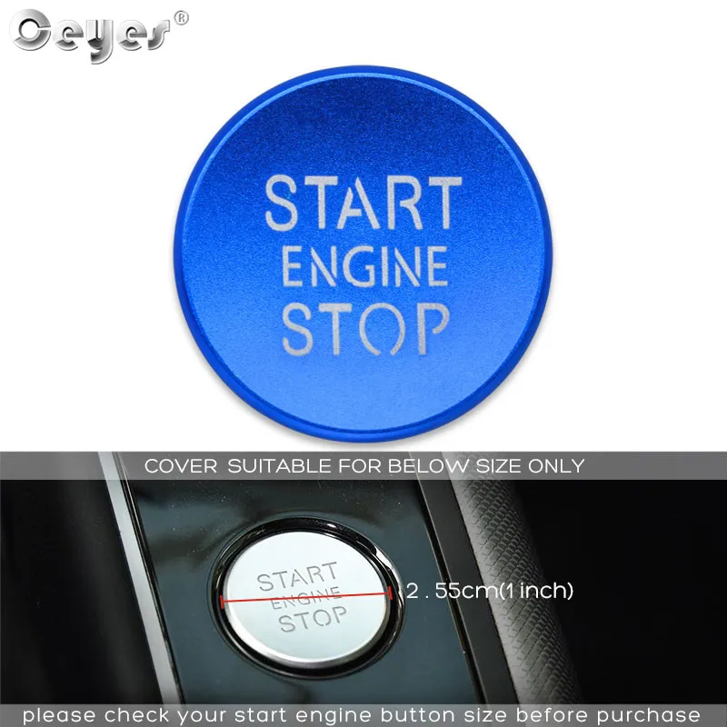 Ceyes дополнительная наклейка для автомобиля для Audi B8 A6L A4 A5 A6 A7 Q3 Q7 Q5 8R C7 авто двигатель кнопка запуска и остановки кольца Чехол для укладки волос - Название цвета: Blue Button Cover