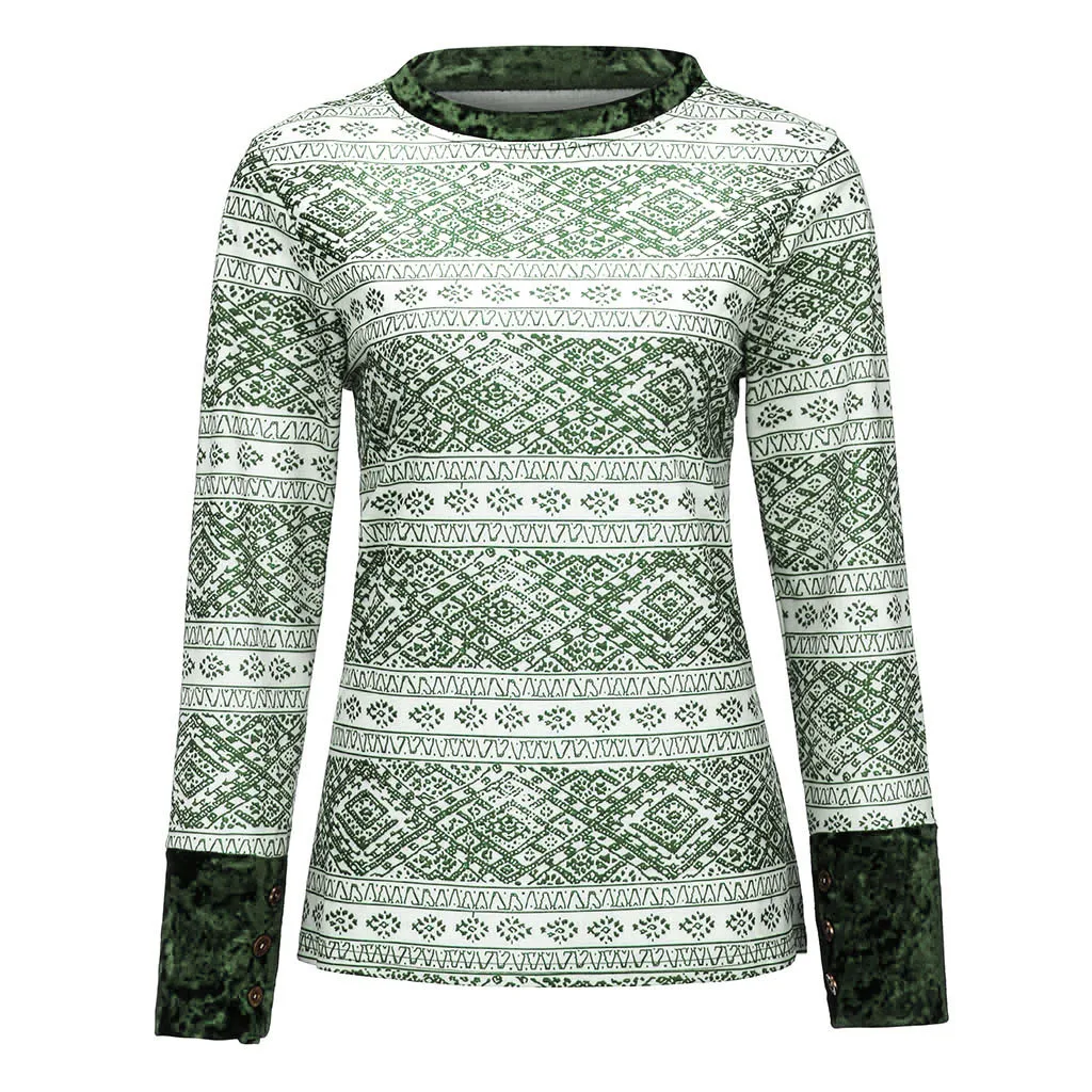 Модная женская Повседневная Блузка с круглым вырезом и принтом, уникальная Очаровательная рубашка с длинным рукавом, тонкие топы, пуловер, шикарная повседневная одежда, толстовки