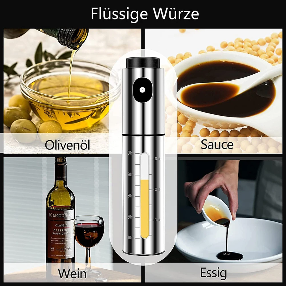 304 Stainless Steel Oil Spray Bottle Barbecue Kitchen Cooking Grilling Roasting Oil Pot Soy Sauce Seasoning Bottle with Scale