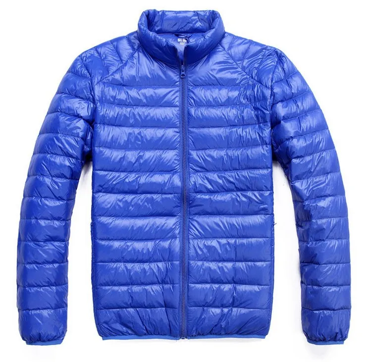 Light blue Мужская зимняя куртка ультра светильник 90% белый утиный пух куртки повседневное портативное зимнее пальто для мужчин размера плюс 4XL 5XL 6XL - Цвет: Light blue