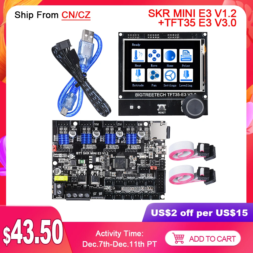 

BIGTREETECH BTT SKR MINI E3 V1.2 TFT35 E3 V3.0 Touch Screen 32Bit Control Board TMC2209 TMC2208 UART ender 3 5 3D Printer Parts