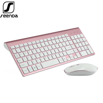 SeenDa Tastiera e Mouse Ottico Senza Fili Pettine Silenzioso Fare Clic Su Mutimedia 2.4G USB Set Tastiera e Mouse Wireless per Notebook Forniture Per Ufficio