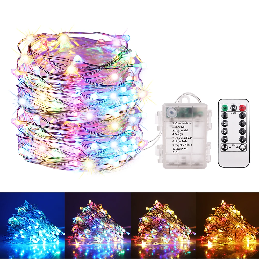 Fairy Lights Battery Operated 10M 100LED String Lights Remote Control