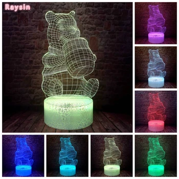 

Cartoon Honey Yellow Teddy Bear Children Night Light USB Hologram 7 Color Change Table Lamp Kids Birthday Xmas Holiday Toy Gifts