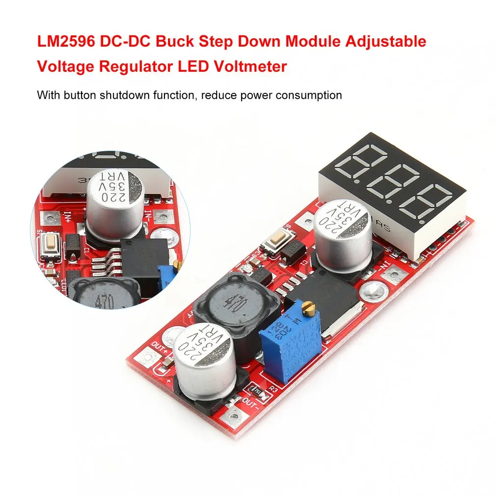 LM2596 Step понижающий модуль DC/DC 4,5-28 V до 1,3 V-25 V Регулируемый регулятор напряжения с светодиодный вольтметр