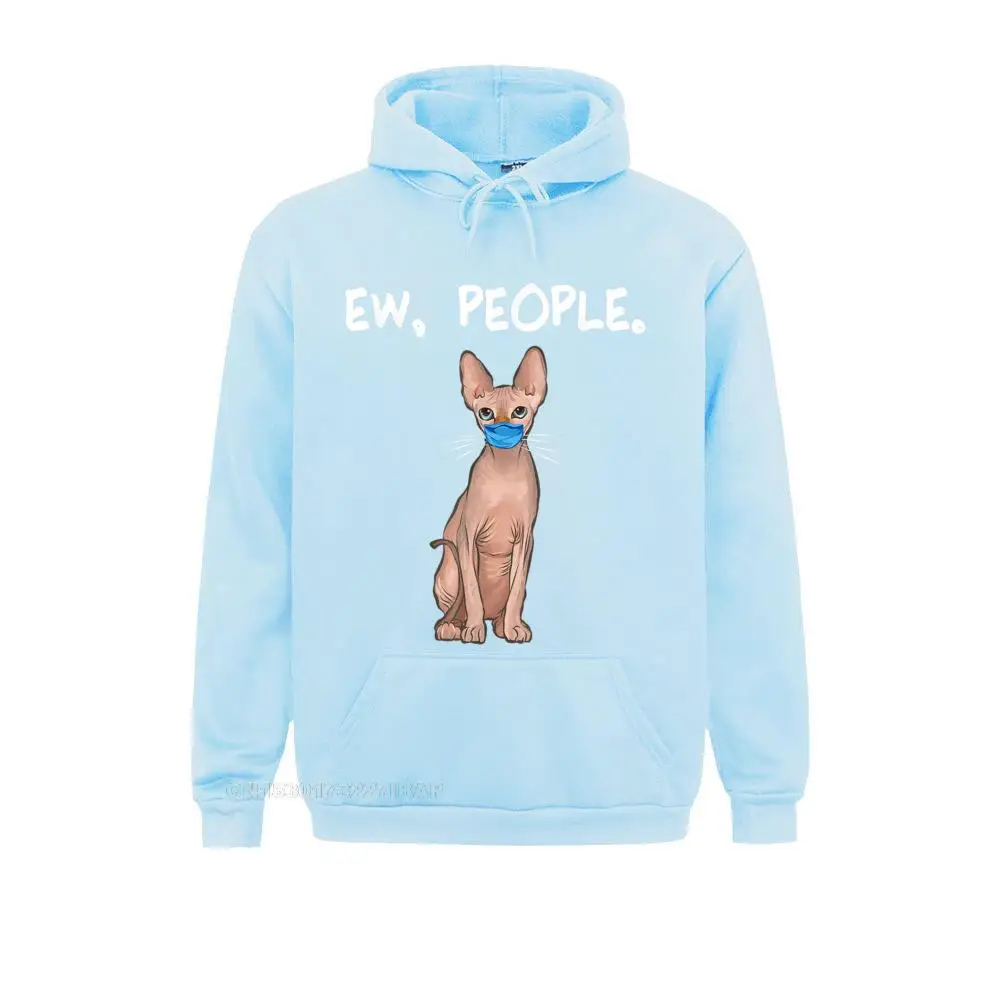 Sphynx Ew People Funny Cat Wearing Face Mask Beach Sweatshirts Hip Hop Mens Hoodies Casual Long Sleeve Clothes