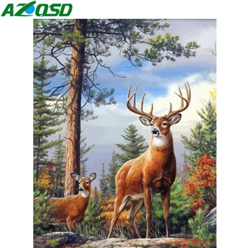 

AZQSD Draw By Number On Canvas Deer Painting By Numbers Animal HandPainted Home Decor Gift Diy Oil Painting Wall Art