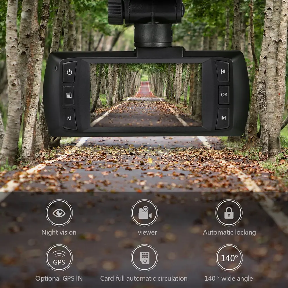 Портативная автомобильная видеокамера HD 1080p 2," 16:9 с ЖК-дисплеем 140, широкоугольная камера на приборной панели, видеорегистратор с g-сенсором, запись голоса