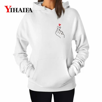 

YIHAIFA Woman Love Heart Print Creative itself Women Hoodies Female Sweatshirt Harajuku Long Sleeve Pullover Blouse